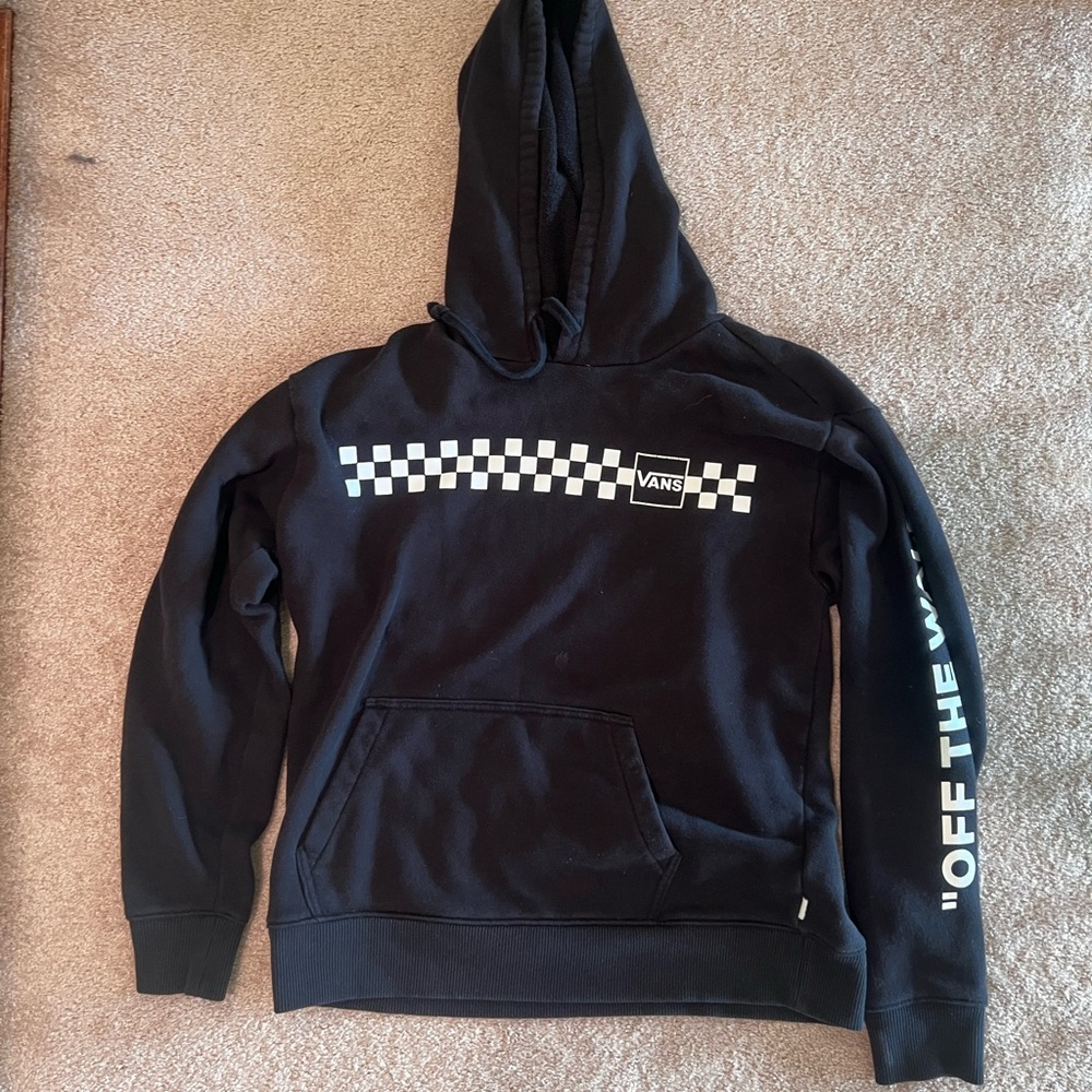 Vans Black Hoodie with Checkered Design